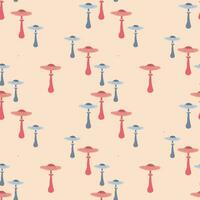 Seamless pattern with forest mushrooms. Can be used for wrapping paper, party invitation and background. Vector illustration