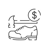 Shoemaker line icon. Shoe Torn Sole Icon Vector. Outline Shoe Torn Sole Sign. Isolated Contour Symbol Illustration. vector