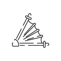 Blacksmith line icon. Crafting anvil with hammer line art vector icon for games and websites.