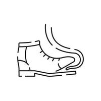 Shoemaker line icon. Shoes on heels measurement of length, dimensions and size chart for client in shops or stores. Minimalist vector in flat style.