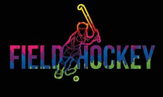 Field Hockey Font Design with Male Player vector