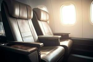 Plane business seats. Generate Ai photo