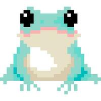 Frog cartoon icon in pixel style. vector