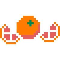 orange fruit cartoon icon in pixel style vector