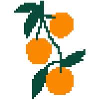 naranja Fruta dibujos animados icono en píxel estilo vector