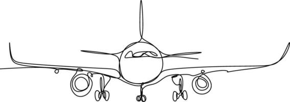 uno línea Arte. continúa línea Arte. ilustración de un avión vector