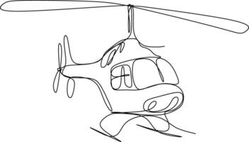 One line art. continues line art. hand drawn sketch of a helicopter vector