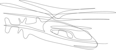 One line art. continues line art. hand drawn sketch of a helicopter vector