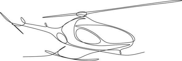 One line art. continues line art. hand drawn sketch of a helicopter vector