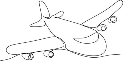 One line art. continues line art. illustration of a airplane vector
