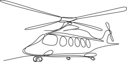 One line art. continues line art. hand drawn sketch of a helicopter vector