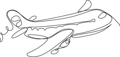 One line art. continues line art. illustration of a airplane vector