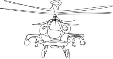 uno línea Arte. continúa línea Arte. mano dibujado bosquejo de un helicóptero vector