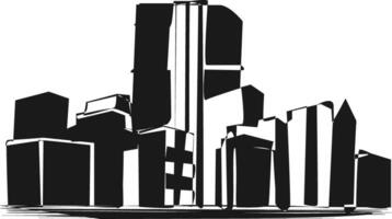 black and white city skyline vector