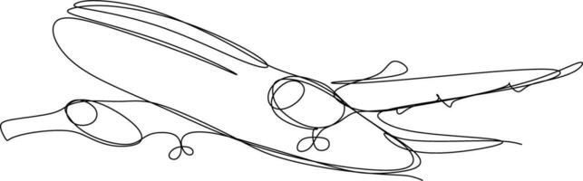 One line art. continues line art. illustration of a airplane vector