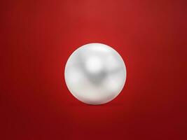 Beautiful pearls isolated on red background photo