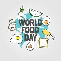 mundo comida día póster con varios tipos de comida vector
