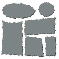 Pieces of torn white note paper different shapes isolated on gray background realistic vector illustration, Notepad torn paper for message note, page or banner and cardboard blank ripped piece strips