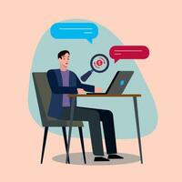 flat design business man working presentation for business and communication concept vector