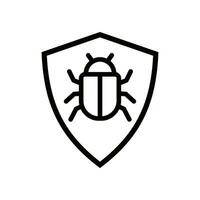 bug shield outline style vector icon