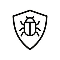 bug shield outline style vector icon