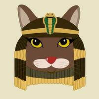 vector illustration graphic of cat in ancient Egypt costume, pharaoh, cleopatra costume, with snake ornament on the head, suit for ancient Egypt theme things