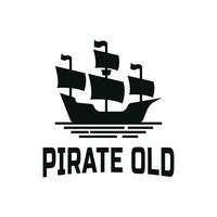 Sailing ship logo design idea, pirate old logo design vector