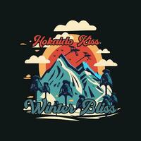 Ski mountain illustration t shirt design. Vintage mountain ski vector design for apparel and clothes for your brand photo