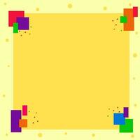 Abstract background for social media post in yellow color with colorful rectangles and dots vector