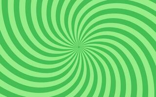 Green starburst or sunburst background in a spiral or swirled radial striped design vector