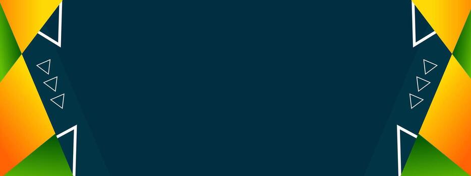 Abstract geometric banner background with yellow, green shapes and triangle lines dynamic vector