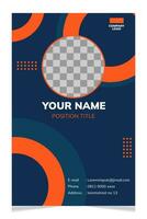 Abstract Geometric Dark Blue and Orange Id Card Design, Professional Identity Card Template Vector for Employee and Others