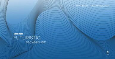 Abstract blue background with smooth dynamic lines. Digital future technology concept. vector