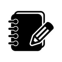 Notebook and pencil icon. Icon of notes. Notepad vector sign.
