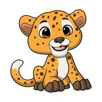 Cute leopard cartoon on white background vector