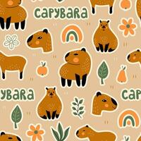 Capybara seamless pattern vector