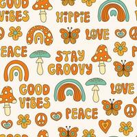 Groovy seamless pattern 60s style vector