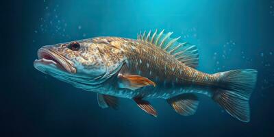 AI Generated. AI Generative. Realistic photo illustration of atlantic cod fish. Fishing underwater wild nautical world. Graphic Art