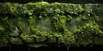 AI Generated. AI Generative. Mossy moss wet texture surface background decoration nature outdoor. Graphic Art photo