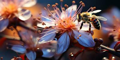 ai generado. ai generativo. naturaleza al aire libre salvaje flores planta salvaje campo flores florecer con abeja. gráfico Arte foto