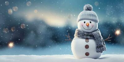 AI Generated. AI Generative. Winter snowball snowflakes snow man snowman christmas new year xmas background mock up. Graphic Art photo