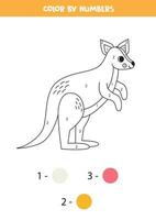 Color cartoon kangaroo by numbers. Worksheet for kids. vector