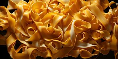 AI Generated. AI Generative. Homemade classic italian spaghetti  pasta tagliatelle noodle top view abstract food background.  Graphic Art photo