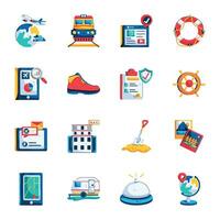 Bundle of Tour Flat Icons vector