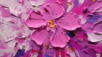 Generative AI, Closeup of impasto abstract rough viva magenta color art painting texture photo