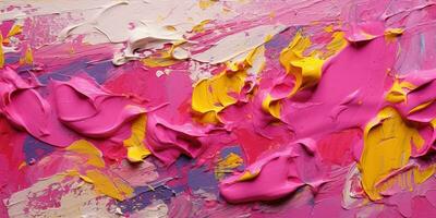 Generative AI, Closeup of impasto abstract rough viva magenta color art painting texture photo