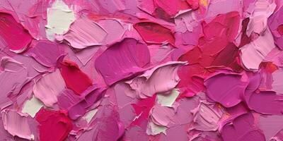 Generative AI, Closeup of impasto abstract rough viva magenta color art painting texture photo