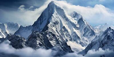 ai generado. ai generativo. nieve hielo descolorido montaña colina cima. naturaleza al aire libre paisaje antecedentes. gráfico Arte foto