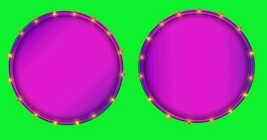 Pink circle frame on green screen background. video