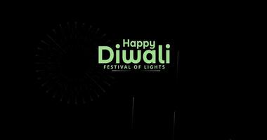 contento diwali celebracion texto y fuegos artificiales en negro antecedentes. video